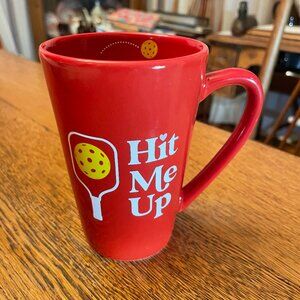 Hit Me Up Pickleball Tall Red Coffee Cup Mug